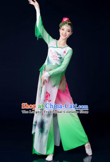 Chinese Traditional Classical Dance Lotus Dance Dress Umbrella Dance Stage Performance Costume for Women