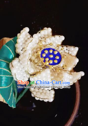 Chinese Traditional Hair Accessories Ancient Palace Handmade Hanfu Beads Lotus Hairpins for Women