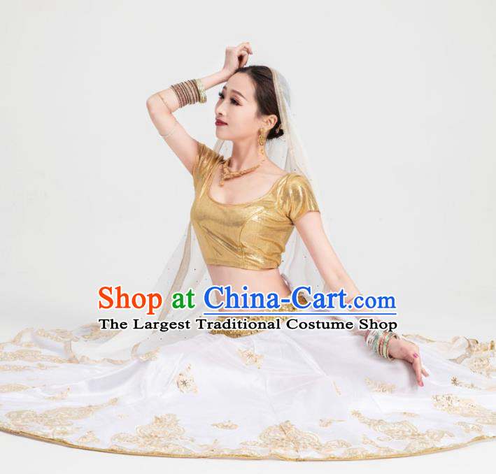 Asian India Traditional Costumes South Asia Indian Bollywood Belly Dance Golden Dress for Women