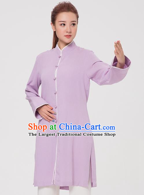 Asian Chinese Martial Arts Traditional Kung Fu Costume Tai Ji Training Purple Coat for Women