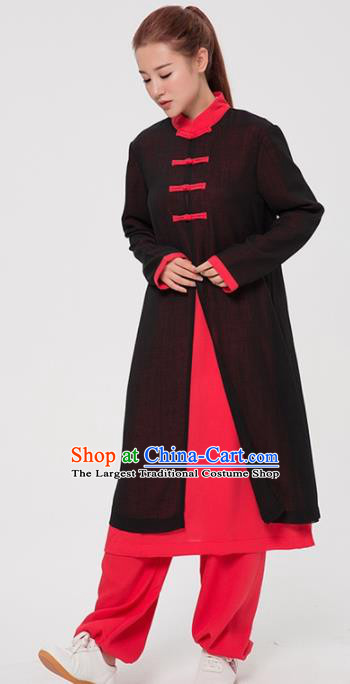 Asian Chinese Martial Arts Traditional Kung Fu Costume Tai Ji Training Black Coat for Women