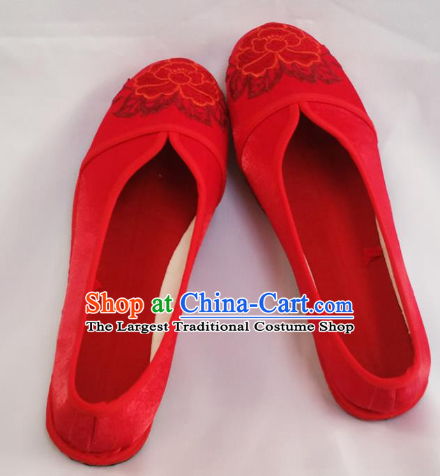 Chinese Ancient Princess Wedding Shoes Traditional Red Cloth Shoes Hanfu Shoes Embroidered Shoes for Women