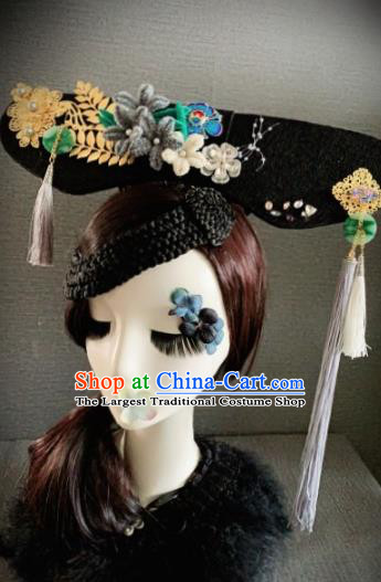 Traditional Chinese Qing Dynasty Manchu Headwear Ancient Palace Queen Hair Accessories for Women