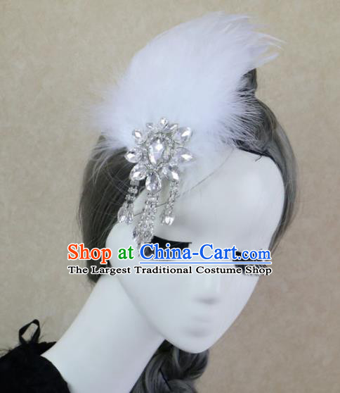 Top Grade Stage Performance White Feather Hair Accessories Gothic Halloween Hair Stick Headwear for Women