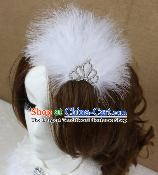 Top Grade Princess White Feather Hair Accessories Gothic Bride Hair Stick Headwear for Women