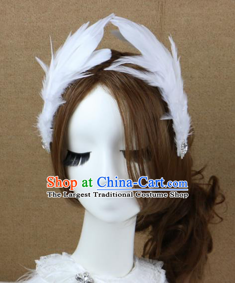 Top Grade Bride White Feather Hair Stick Headwear Brazilian Carnival Hair Accessories for Women