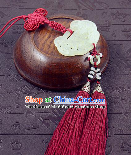 Handmade Chinese Hanfu Red Tassel Jade Pendant Traditional Ancient Princess Waist Accessories for Women