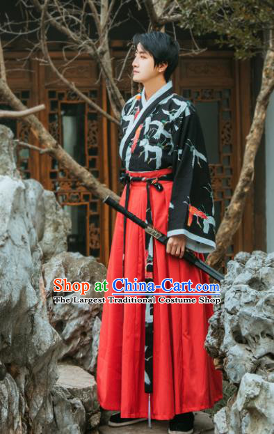 Chinese Traditional Jin Dynasty Embroidered Hanfu Dress Ancient Swordsman Costume for Women for Men