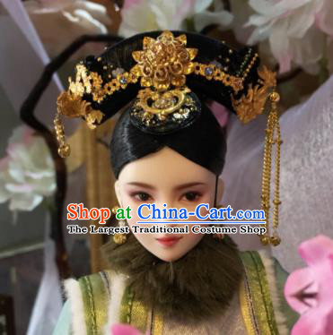 Chinese Ancient Manchu Imperial Consort Tassel Headwear Traditional Qing Dynasty Palace Hair Accessories for Women