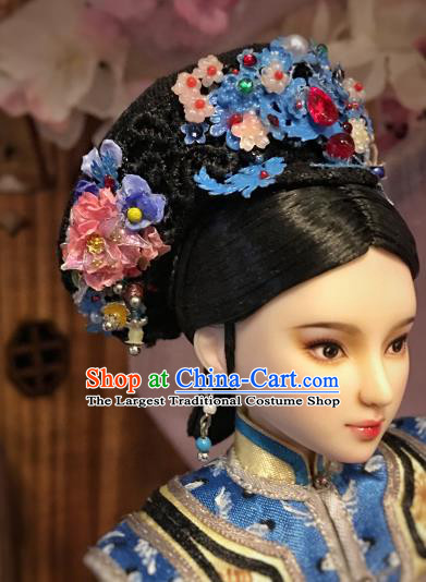 Chinese Ancient Imperial Consort Hat Headwear Traditional Qing Dynasty Palace Manchu Hair Accessories for Women