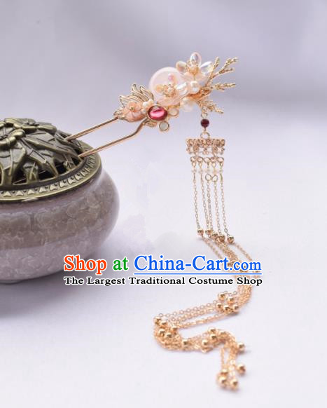 Chinese Ancient Princess Golden Tassel Hairpins Traditional Hanfu Hair Accessories for Women