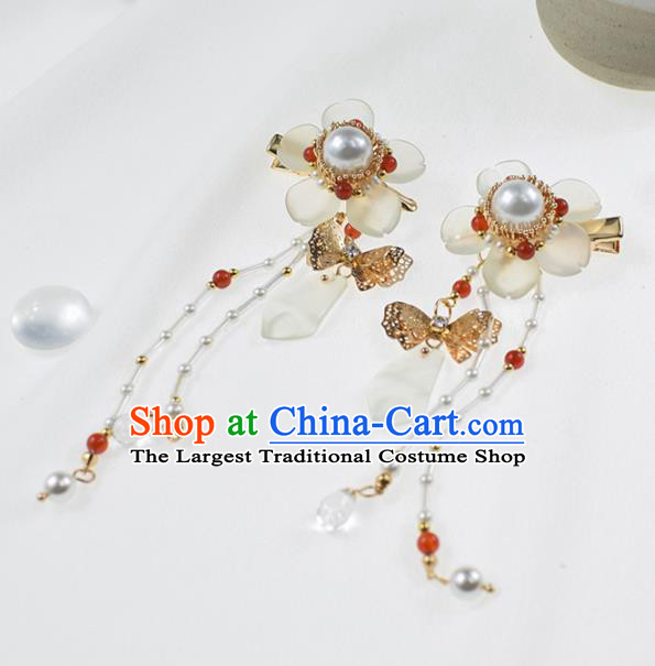 Chinese Ancient Princess Flower Tassel Hair Claws Hairpins Traditional Hanfu Hair Accessories for Women