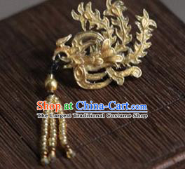 Chinese Ancient Queen Golden Phoenix Tassel Hairpins Traditional Hanfu Hair Accessories for Women