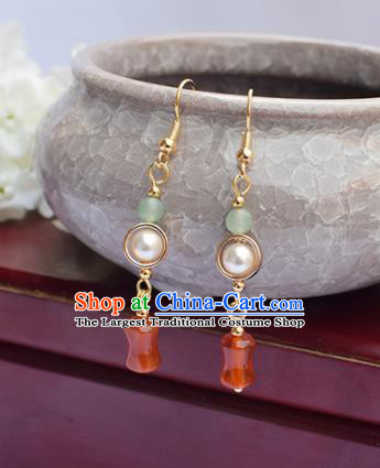 Chinese Ancient Princess Ear Accessories Traditional Hanfu Agate Tassel Earrings for Women