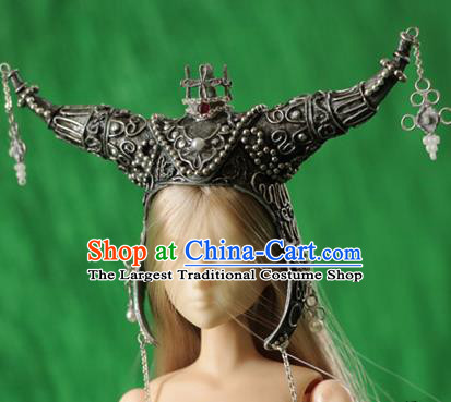 Chinese Ancient Female General Helmet Traditional Swordswoman Hanfu Hair Accessories for Women