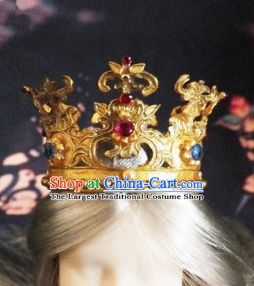 Chinese Ancient Queen Golden Royal Crown Traditional Hanfu Hair Accessories for Women