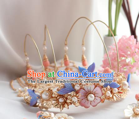 Chinese Ancient Princess Tassel Shell Phoenix Coronet Hairpins Traditional Hanfu Hair Accessories for Women