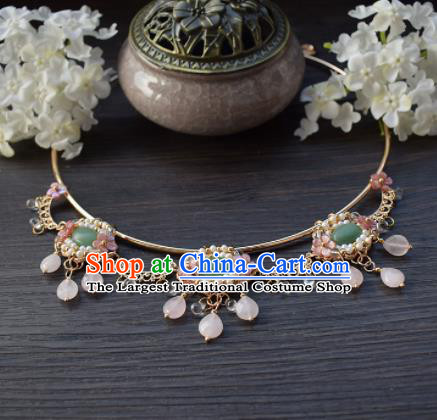 Handmade Chinese Hanfu Jade Necklace Traditional Ancient Princess Necklet Accessories for Women