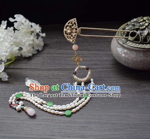 Chinese Ancient Princess Palace Pearls Tassel Hairpins Traditional Handmade Hanfu Hair Accessories for Women