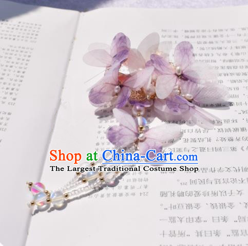 Chinese Ancient Princess Palace Purple Butterfly Hair Claw Hairpins Traditional Handmade Hanfu Hair Accessories for Women