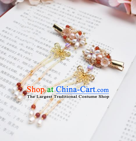 Chinese Ancient Princess Palace Pearls Hair Claws Hairpins Traditional Handmade Hanfu Hair Accessories for Women