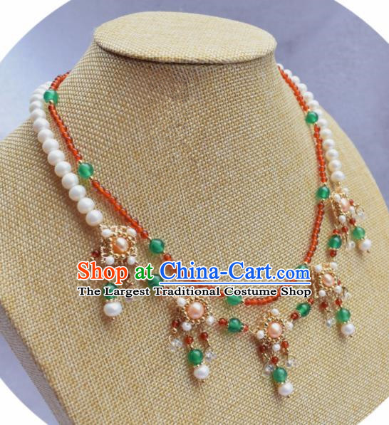 Handmade Chinese Hanfu Tassel Necklace Traditional Ancient Princess Necklet Accessories for Women