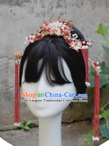 Chinese Ancient Palace Agate Hair Crown Princess Hairpins Traditional Handmade Hanfu Hair Accessories for Women