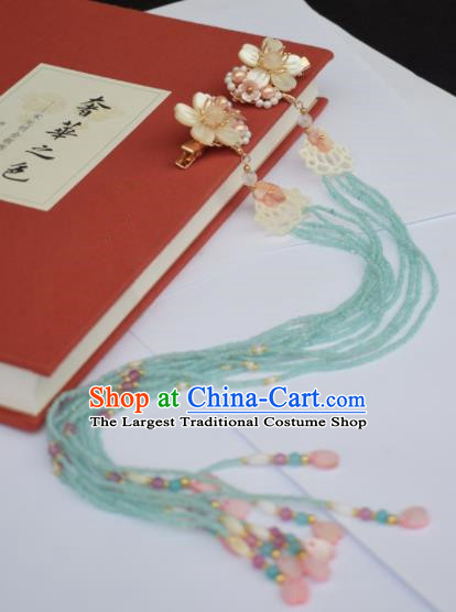 Chinese Ancient Palace Shell Lotus Tassel Hair Claws Princess Hairpins Traditional Handmade Hanfu Hair Accessories for Women