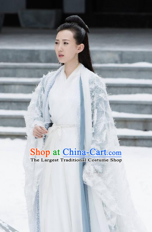 Madam White Snake Chinese Ancient Swordswoman Hanfu Dress Jin Dynasty Taoist Nun Historical Costume for Women