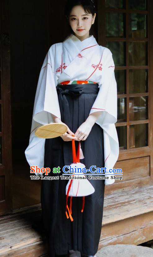 Japanese Handmade Kimono Hakama Costume Japan Traditional Yukata Dress for Women