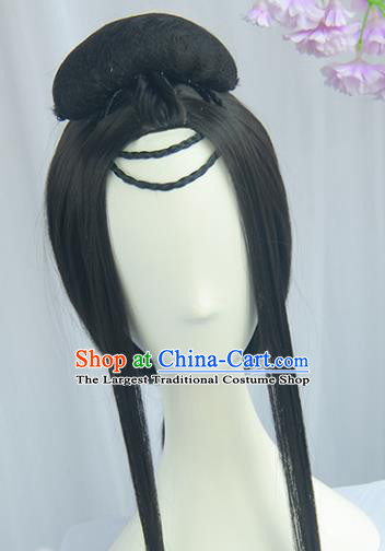 Handmade Chinese Ancient Han Dynasty Imperial Consort Headpiece Chignon Traditional Hanfu Wigs Sheath for Women