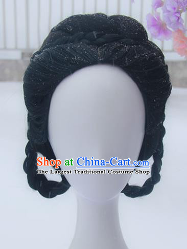 Handmade Chinese Ancient Court Maid Headpiece Chignon Traditional Hanfu Wigs Sheath for Women