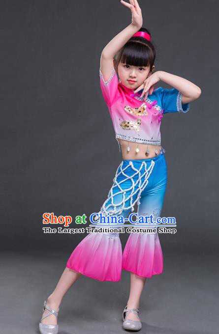 Chinese Folk Dance Stage Performance Costume Traditional Yangko Dance Clothing for Kids