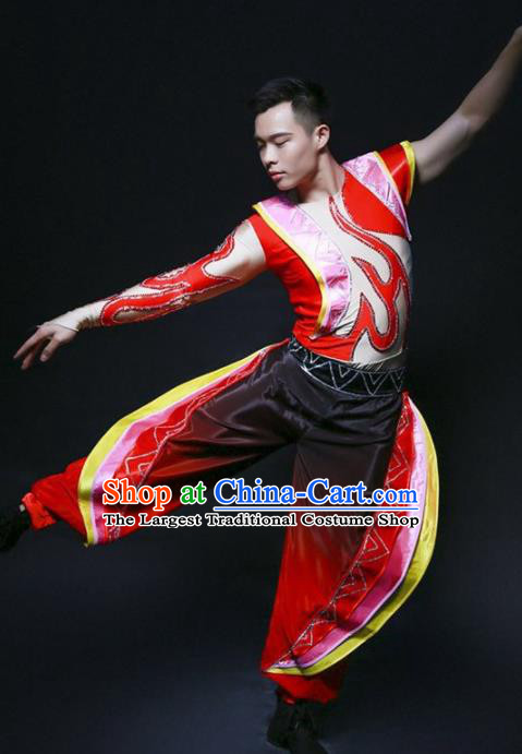 Chinese Folk Dance Costume Traditional Drum Dance Stage Performance Clothing for Men