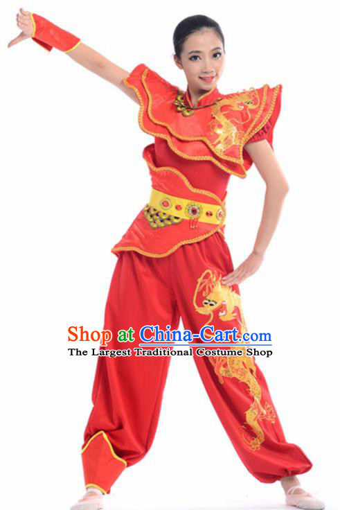 Chinese Traditional Yangko Stage Performance Red Costume Folk Dance Drum Dance Clothing for Women