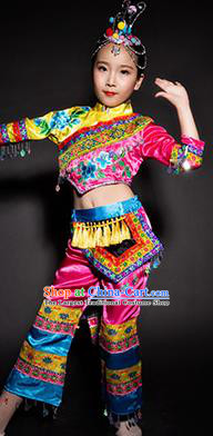 Chinese She Nationality Ethnic Stage Performance Costume Traditional Minority Folk Dance Clothing for Kids