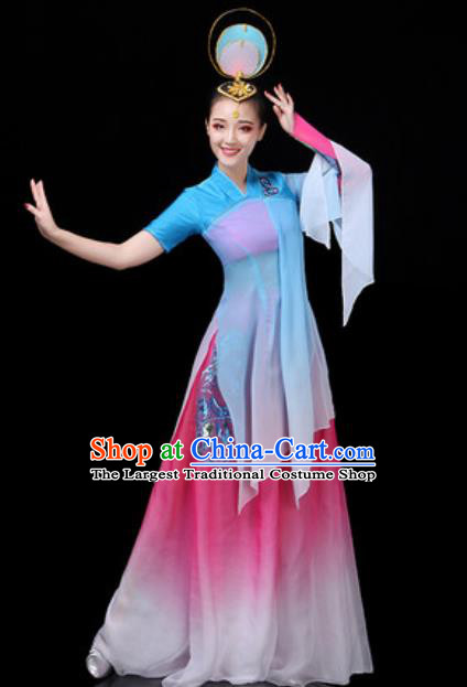 Traditional Chinese Classical Dance Group Dance Dress Umbrella Dance Stage Performance Costume for Women