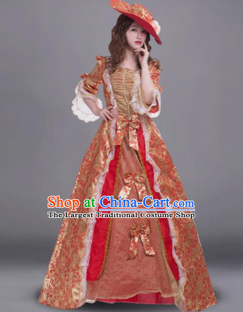 Top Grade European Court Red Dress Modern Dance England Queen Costume for Women