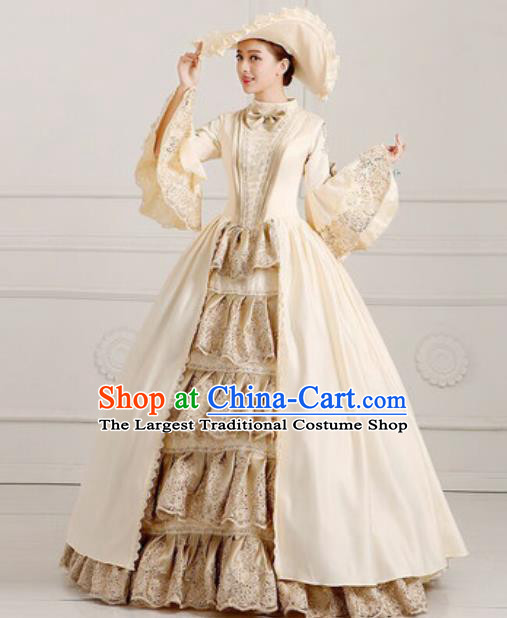 Top Grade European Traditional Court Golden Dress Modern Dance England Queen Costume for Women