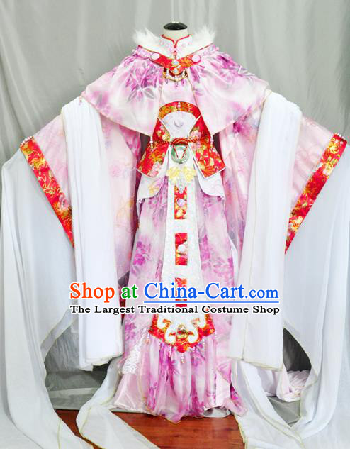 Traditional Chinese Han Dynasty Princess Pink Hanfu Dress Ancient Empress Embroidered Costume for Women