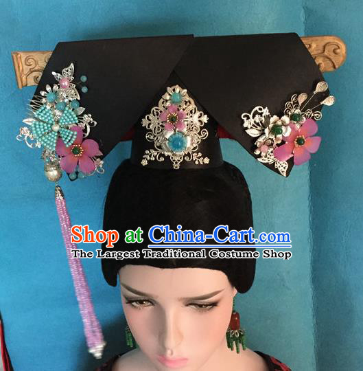 Traditional Chinese Qing Dynasty Imperial Consort Phoenix Headwear Ancient Manchu Lady Hair Accessories for Women