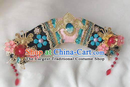 Traditional Chinese Qing Dynasty Imperial Consort Tassel Headwear Ancient Palace Manchu Hair Accessories for Women