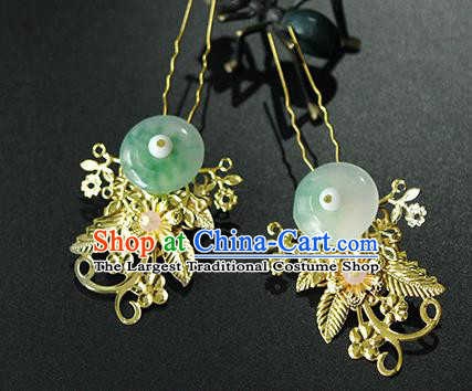 Traditional Chinese Wedding Jade Hair Clip Hairpins Handmade Ancient Bride Hair Accessories for Women