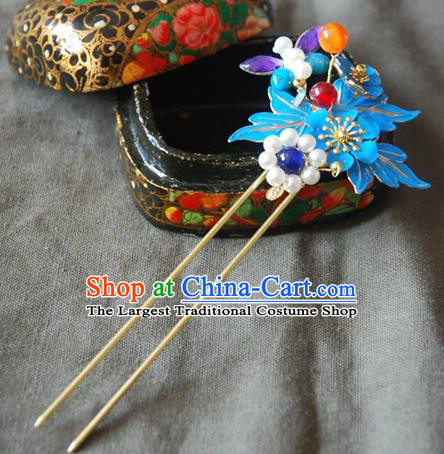 Traditional Chinese Handmade Ancient Qing Dynasty Imperial Consort Cloisonne Hairpins Headwear Hair Accessories for Women