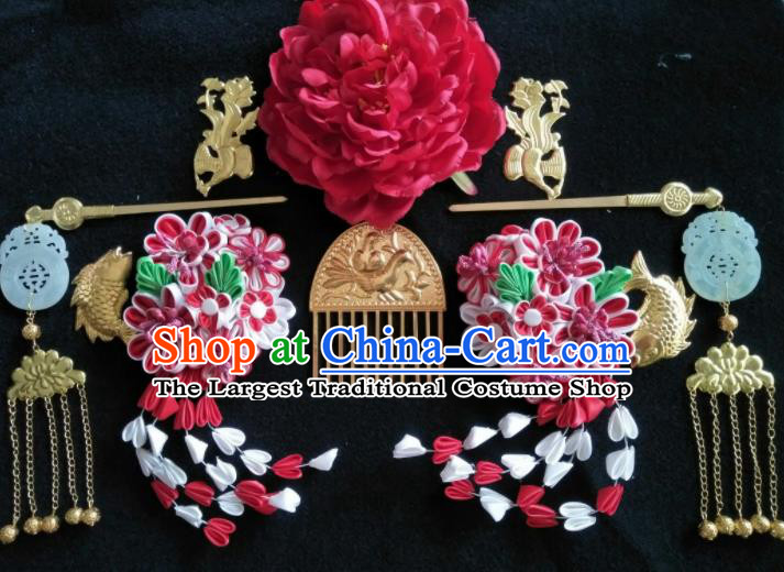 Traditional Chinese Handmade Ancient Tang Dynasty Imperial Consort Hairpins Hair Comb Headwear Hair Accessories for Women