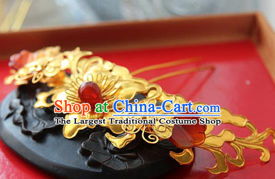 Chinese Handmade Hanfu Golden Hairpins Traditional Ancient Princess Hair Accessories for Women