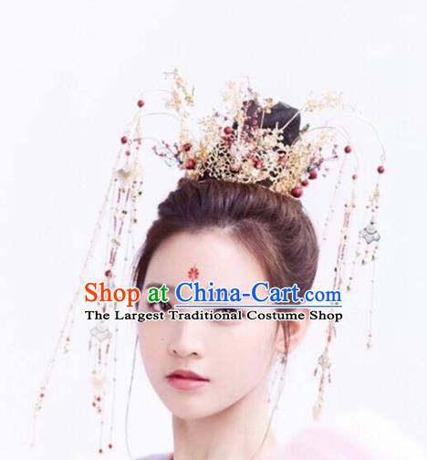 Chinese Handmade Hanfu Tassel Phoenix Coronet Hairpins Traditional Ancient Princess Hair Accessories for Women