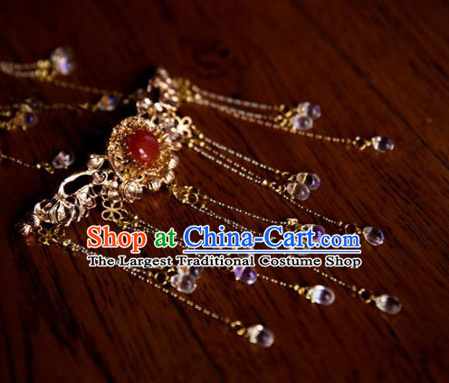 Chinese Handmade Hanfu Tassel Agate Hairpins Traditional Ancient Princess Hair Accessories for Women