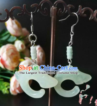 Handmade Chinese Classical Jade Dragon Ear Accessories Ancient Princess Hanfu Earrings for Women