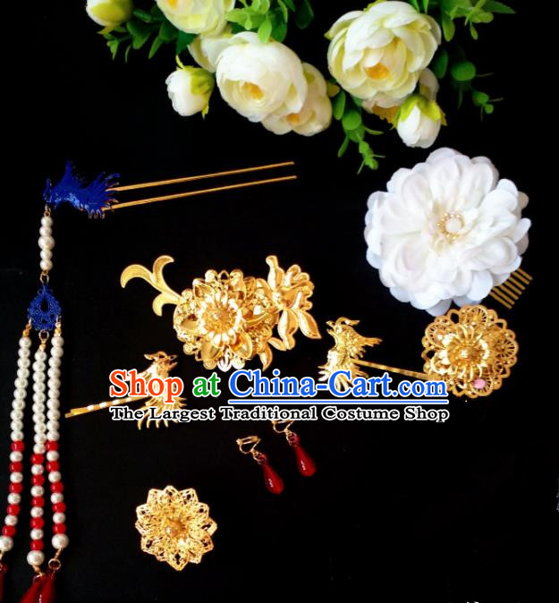 Chinese Handmade Hanfu Palace Phoenix Hair Clip Tassel Hairpins Traditional Ancient Princess Hair Accessories for Women